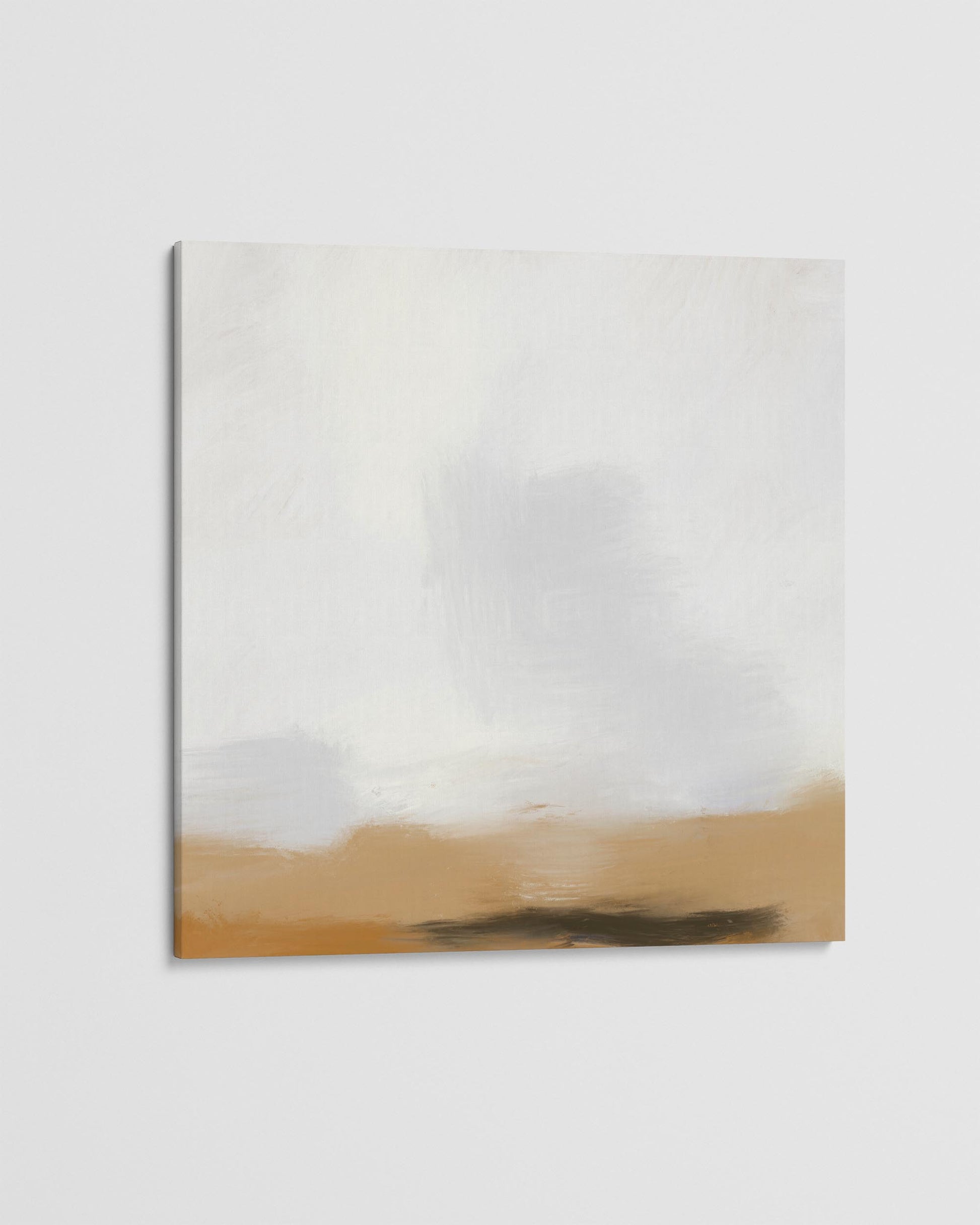 Abstract art piece with a gradient from beige to white on a white background