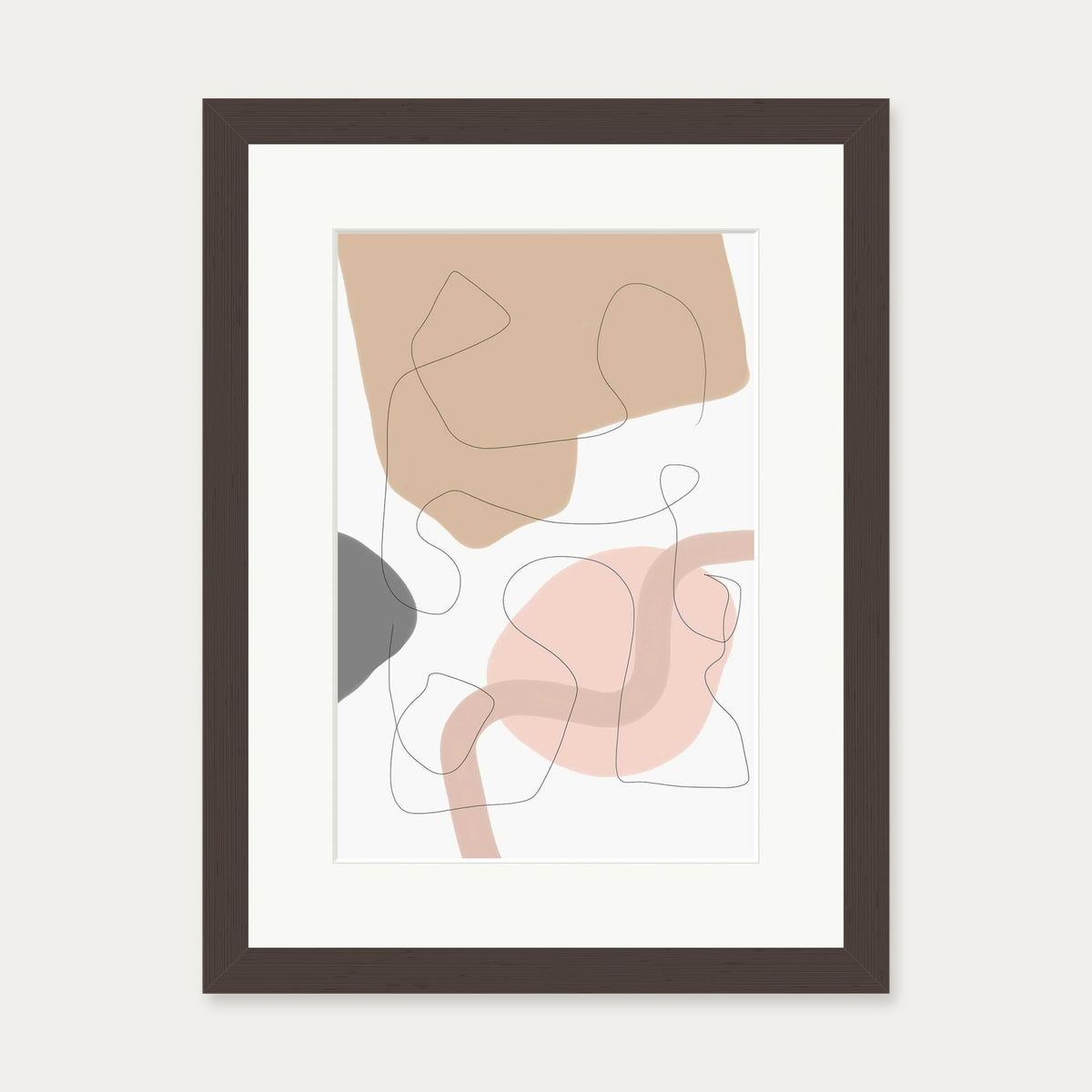 Scandi Shapes 2 Art Print — 30 x 40 cm — Brown Frame