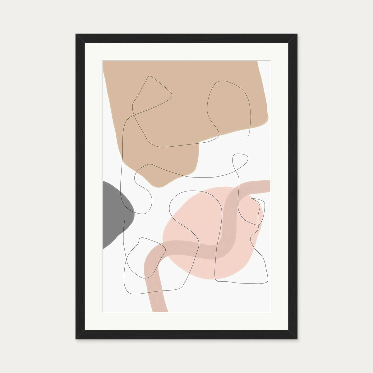 Scandi Shapes 2 Art Print — 50 x 70 cm — Black Frame