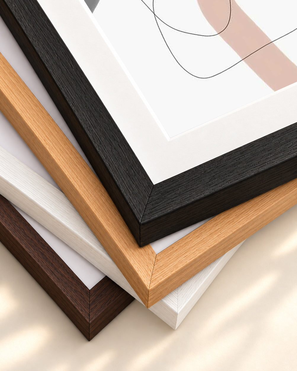 Scandi Shapes 2 Art Print — framed print corner with 5 cm mount and bevel