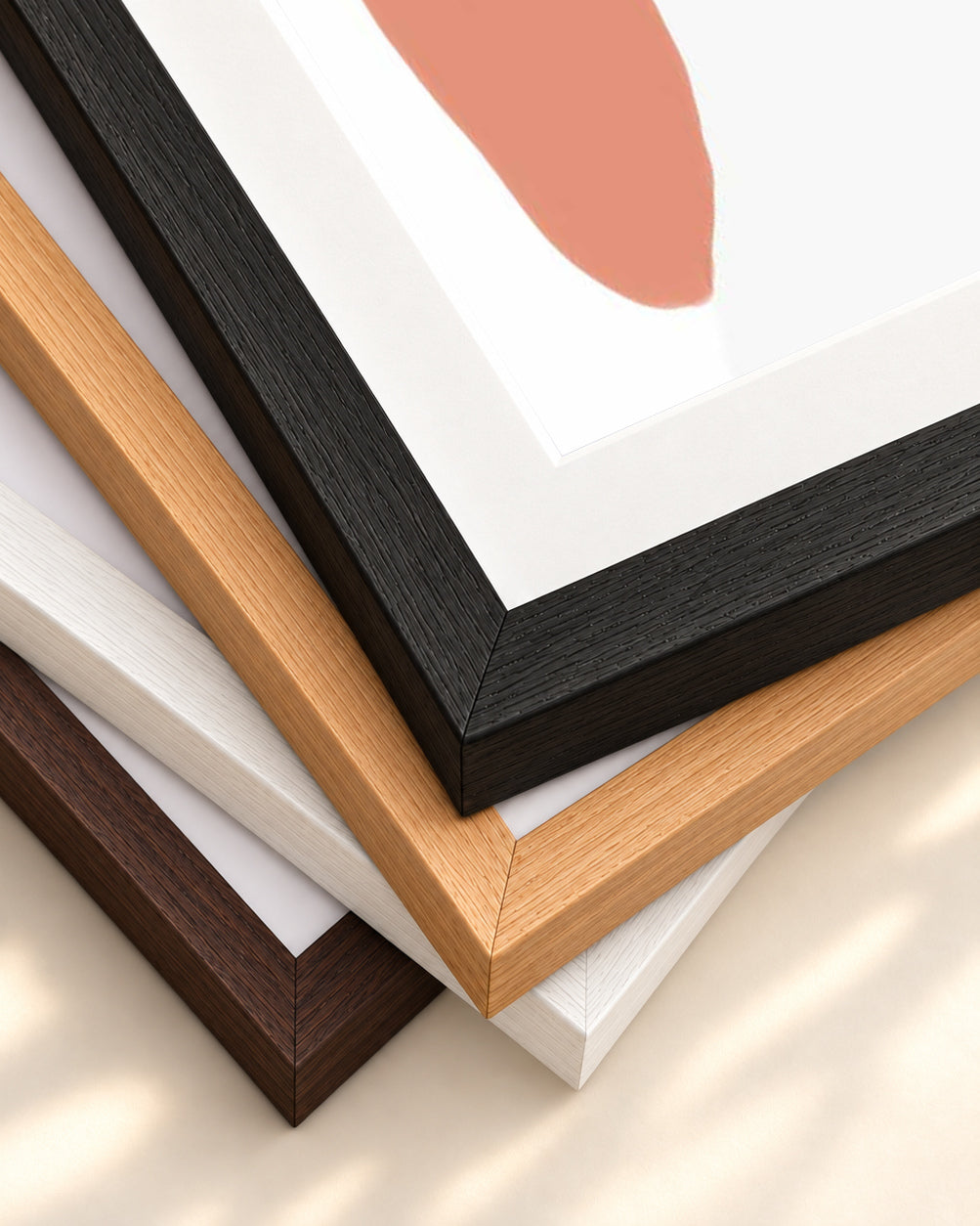 Scandi Shapes Art Print — framed print corner with 5 cm mount and bevel