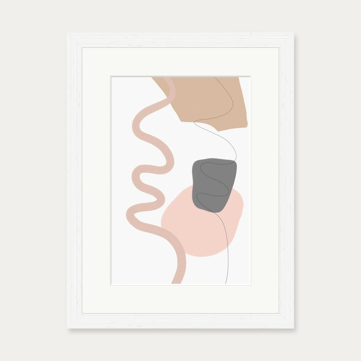 Scandi Shapes On Grey Art Print — 30 x 40 cm — White Frame