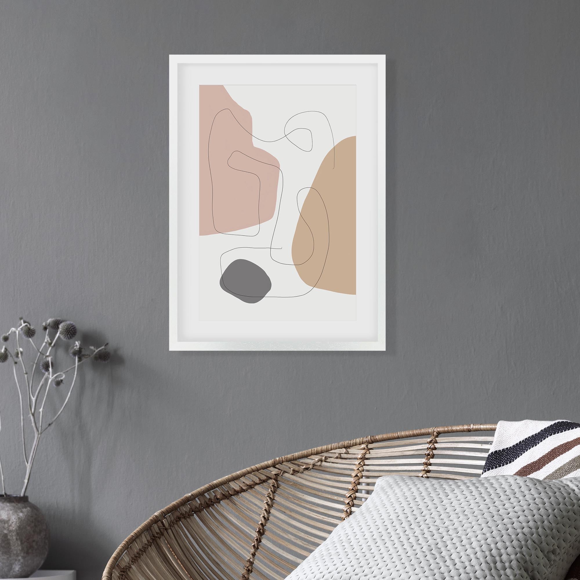 Scandi Shapes With Lines Framed Art