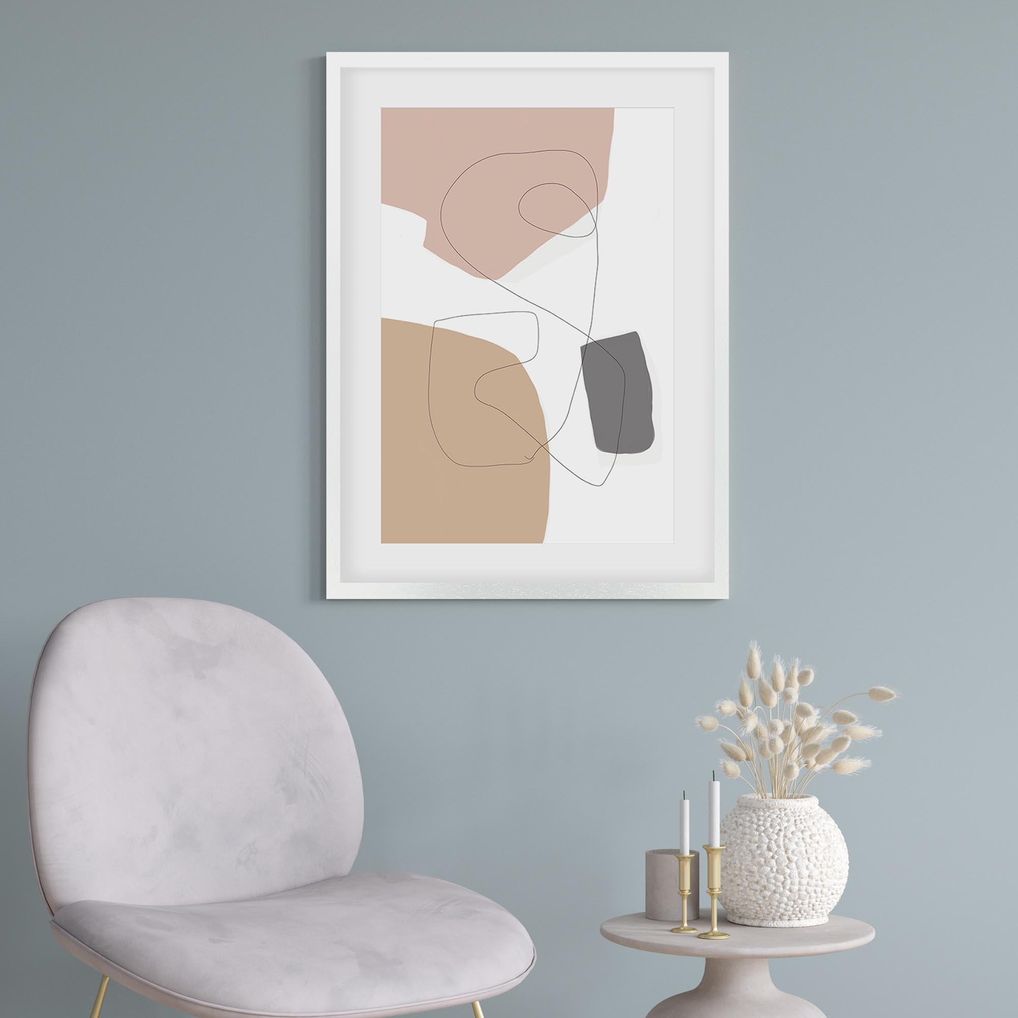 Scandi Shapes With Lines 2 Framed Art