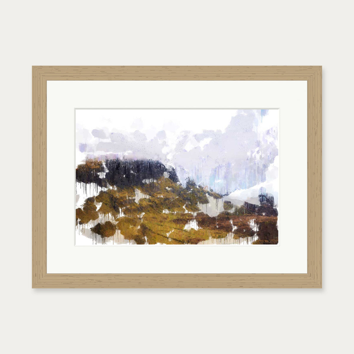 Scottish Highlands Impressionist Art Print — 30 x 40 cm — Oak Frame