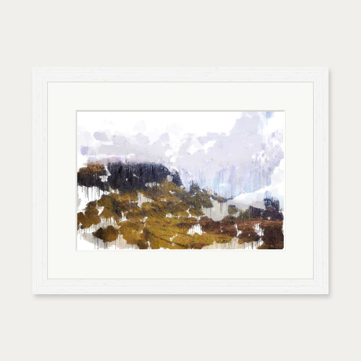 Scottish Highlands Impressionist Art Print — 30 x 40 cm — White Frame
