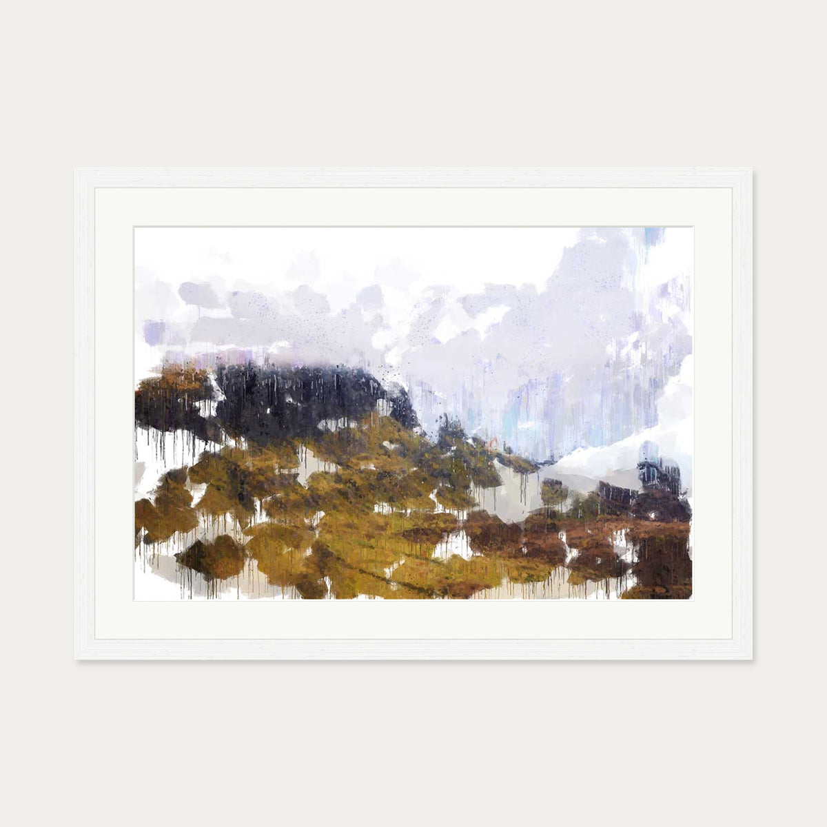Scottish Highlands Impressionist Art Print — 50 x 70 cm — White Frame