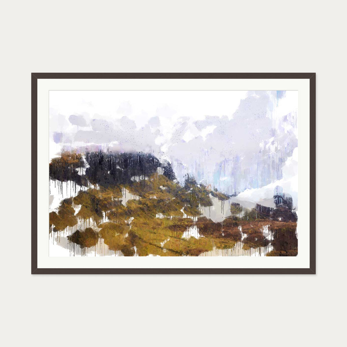 Scottish Highlands Impressionist Art Print — 70 x 100 cm — Brown Frame
