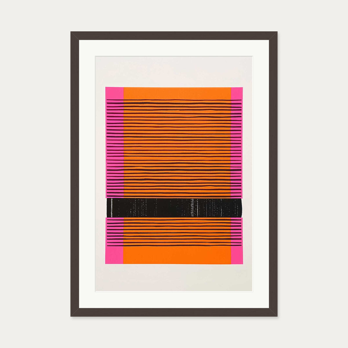 Screenprint Red Art Print — 50 x 70 cm — Brown Frame