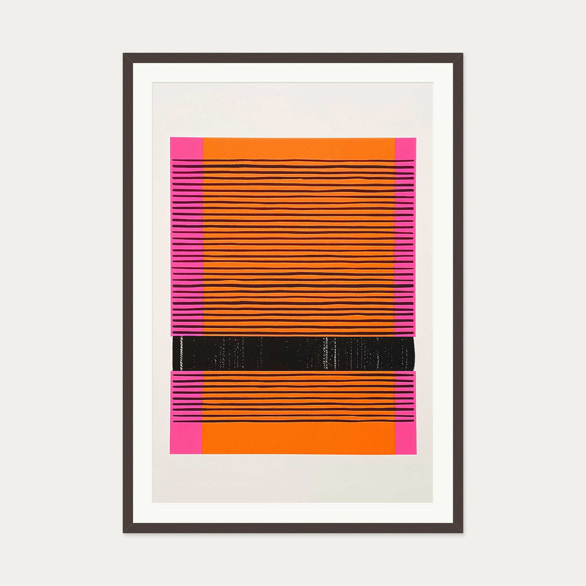 Screenprint Red Art Print — 70 x 100 cm — Brown Frame
