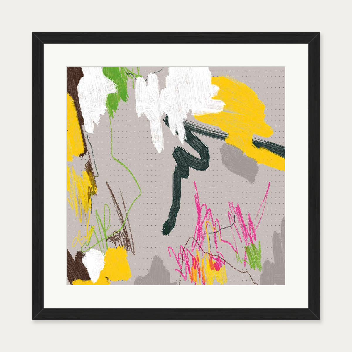 Scribbles On Paper Art Print — 50 x 50 cm — Black Frame