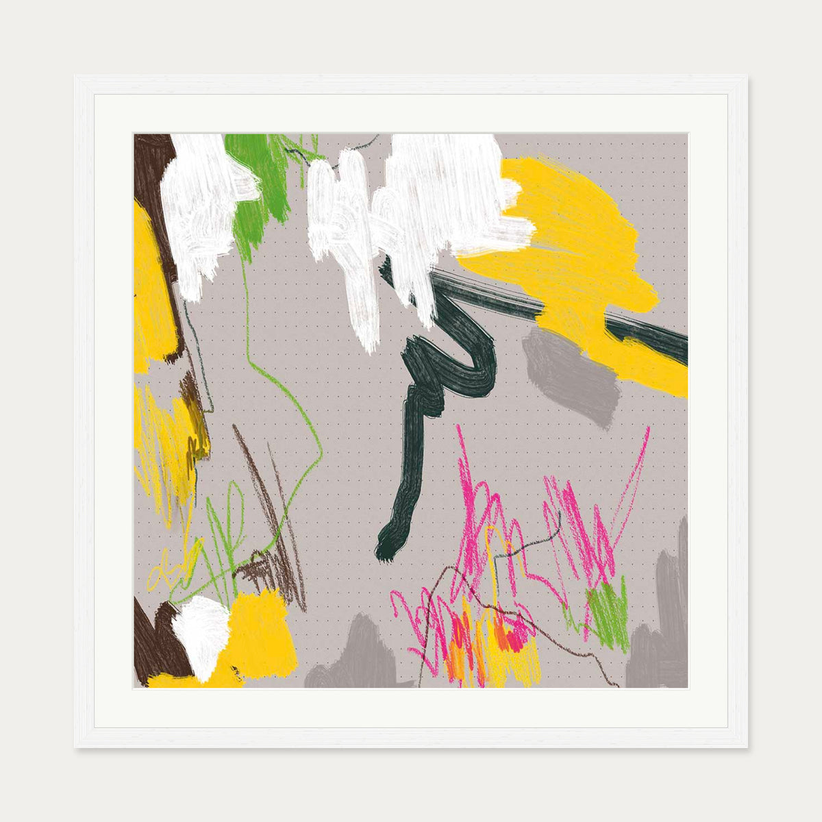 Scribbles On Paper Art Print — 70 x 70 cm — White Frame