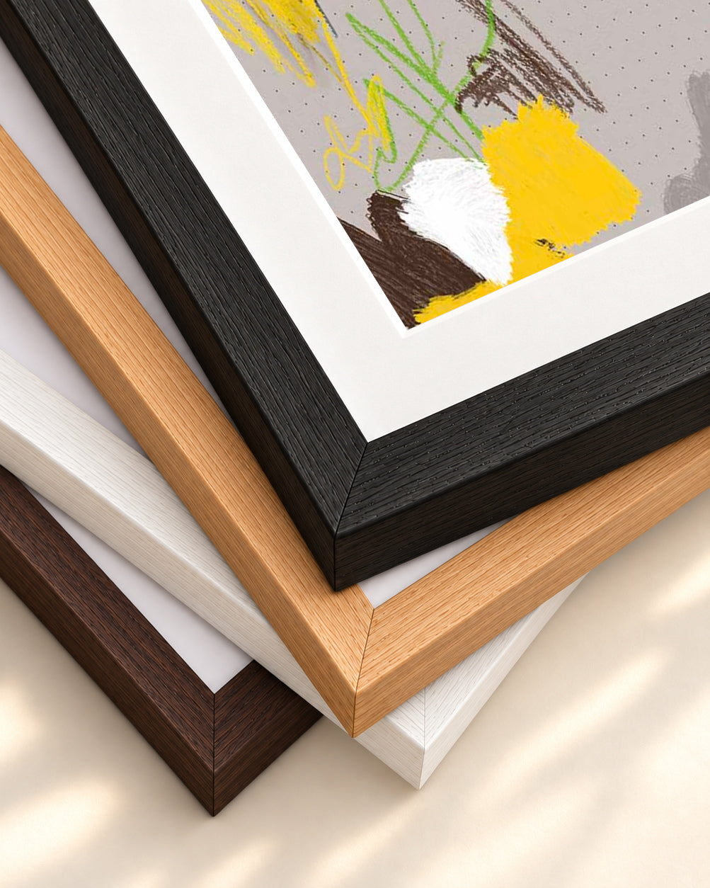 Scribbles On Paper Art Print — framed print corner with 5 cm mount and bevel