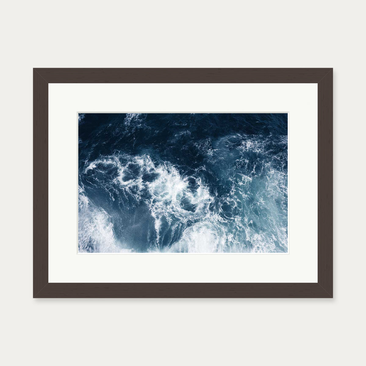 Sea Waves Wall Art Print — 30 x 40 cm — Brown Frame