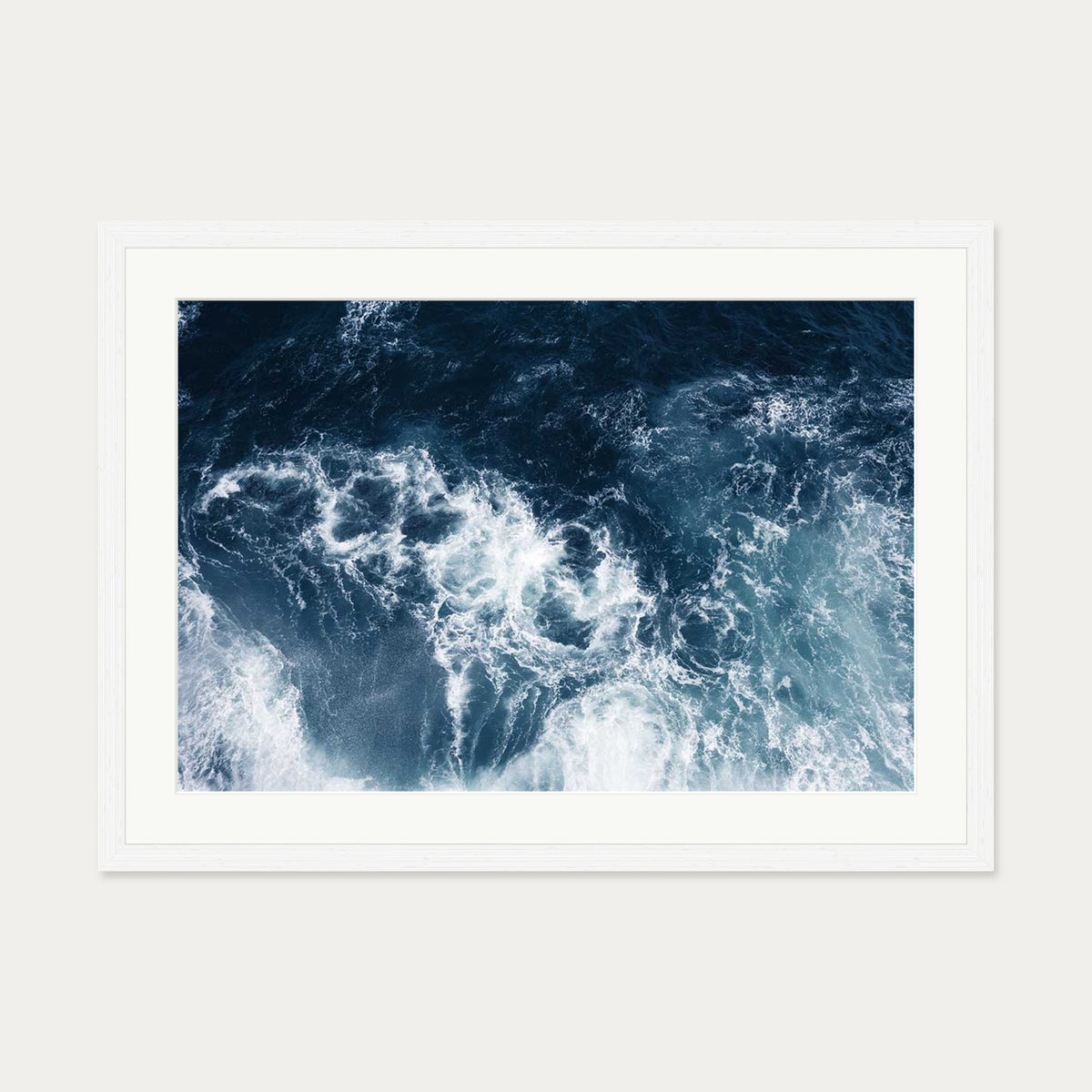 Sea Waves Wall Art Print — 50 x 70 cm — White Frame