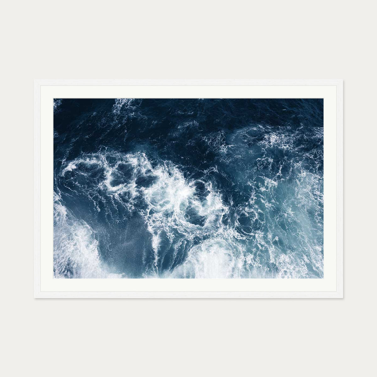 Sea Waves Wall Art Print — 70 x 100 cm — White Frame