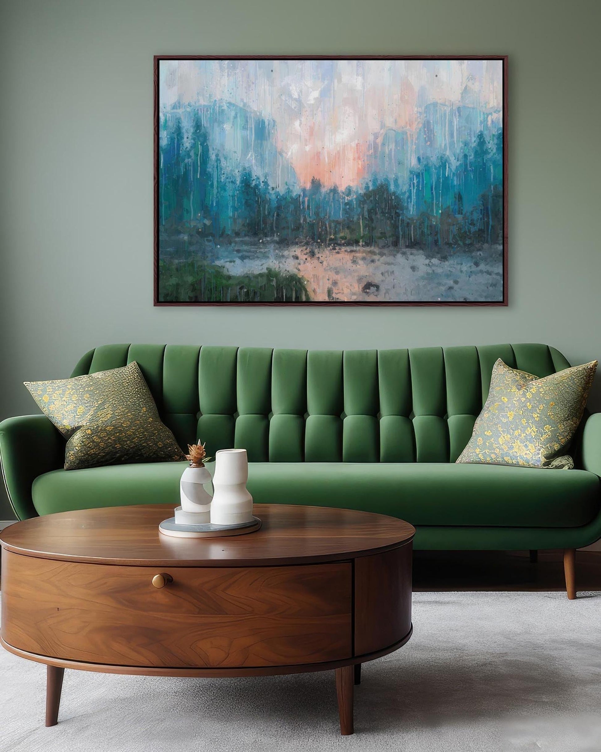 Impressionist Landscape Painting Framed Canvas-Abstract House