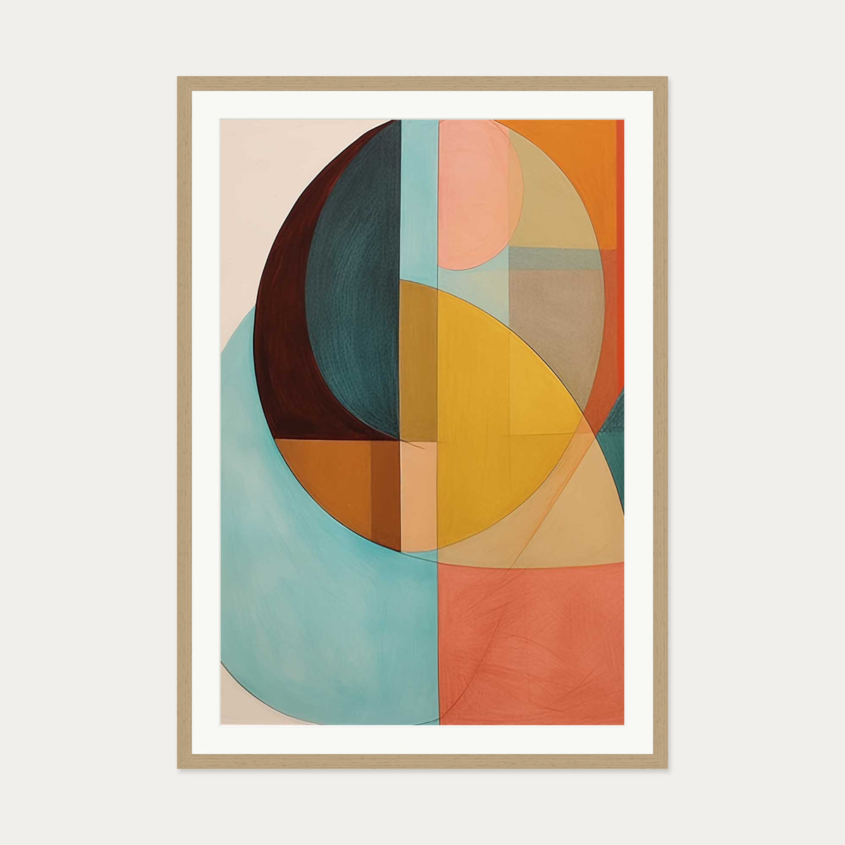 Shapes And Forms Art Print — 70 x 100 cm — Oak Frame