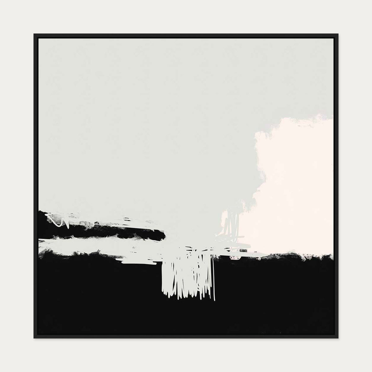 Silver Sands Canvas Art — 100 x 100 cm — Black Frame