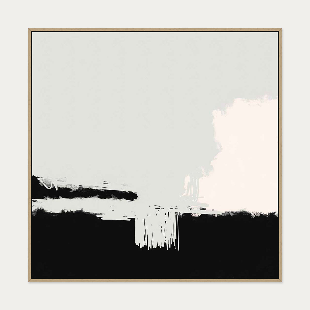 Silver Sands Canvas Art — 100 x 100 cm — Oak Frame