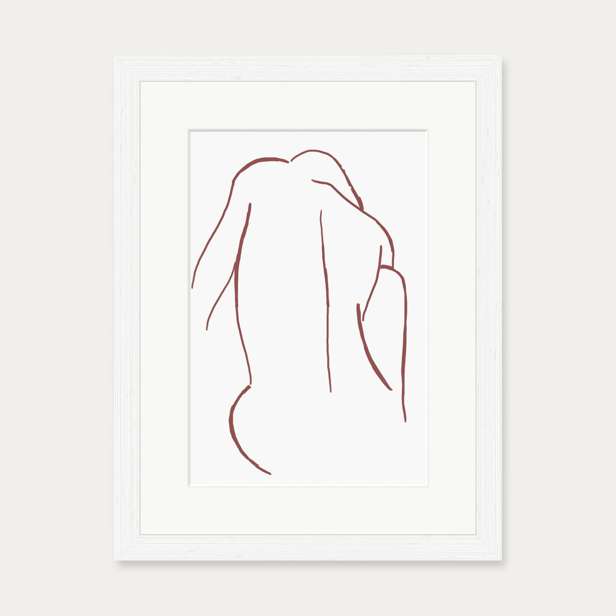 Sitting Figure Line Art Print — 30 x 40 cm — White Frame