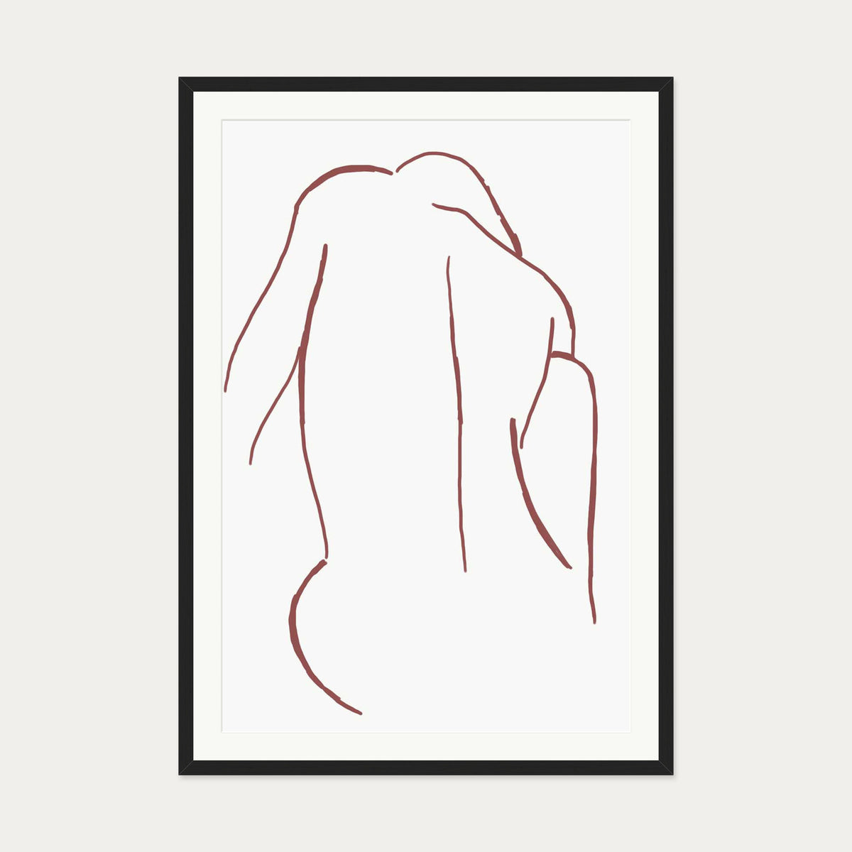 Sitting Figure Line Art Print — 70 x 100 cm — Black Frame