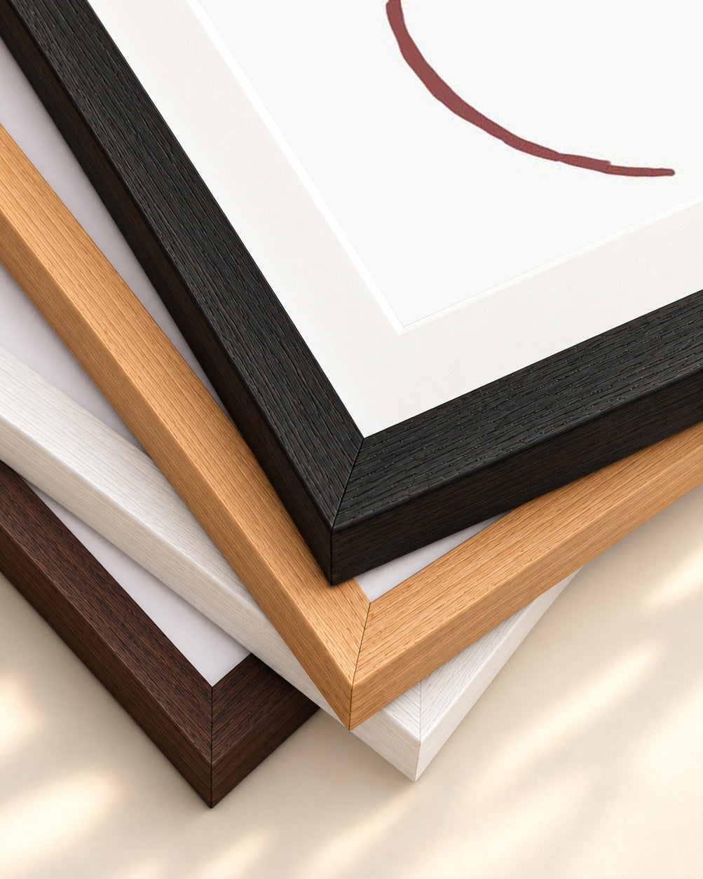 Sitting Figure Line Art Print — framed print corner with 5 cm mount and bevel
