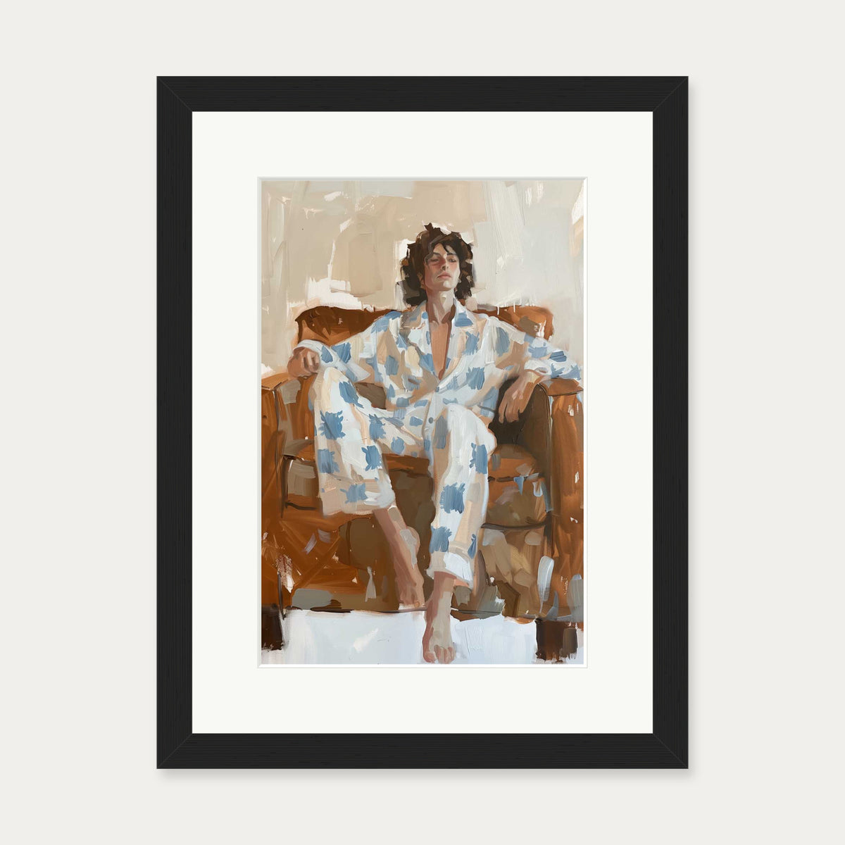 Sitting Figure Study Art Print — 30 x 40 cm — Black Frame