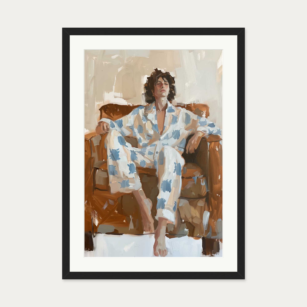 Sitting Figure Study Art Print — 50 x 70 cm — Black Frame