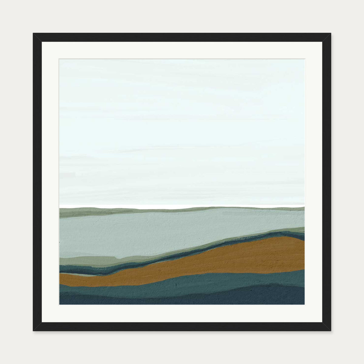 Sky and Seascape Abstract Art Print — 70 x 70 cm — Black Frame