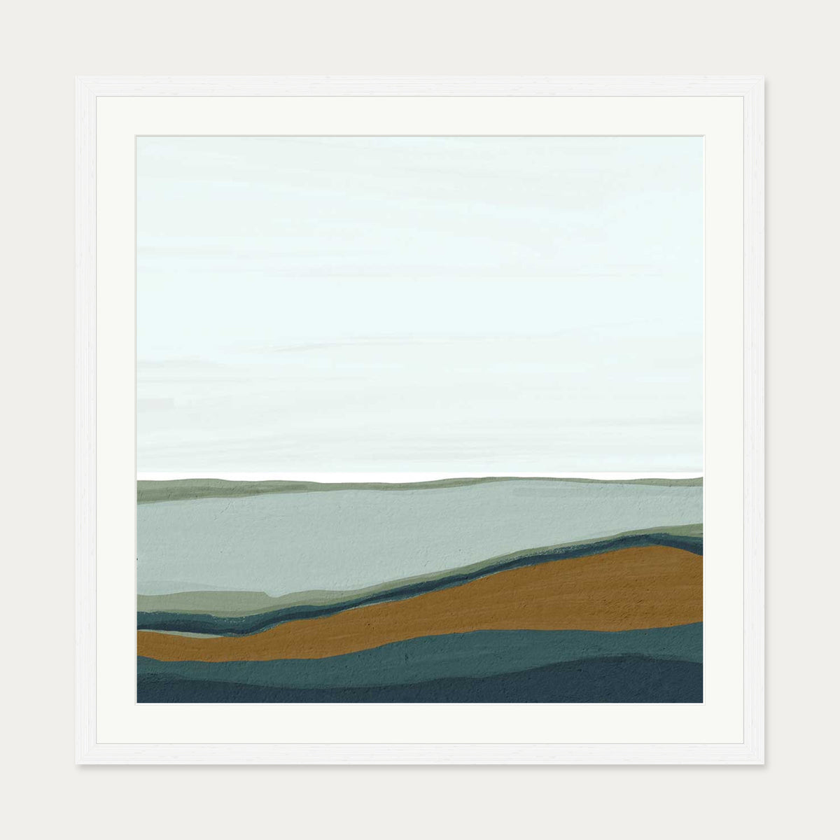 Sky and Seascape Abstract Art Print — 70 x 70 cm — White Frame