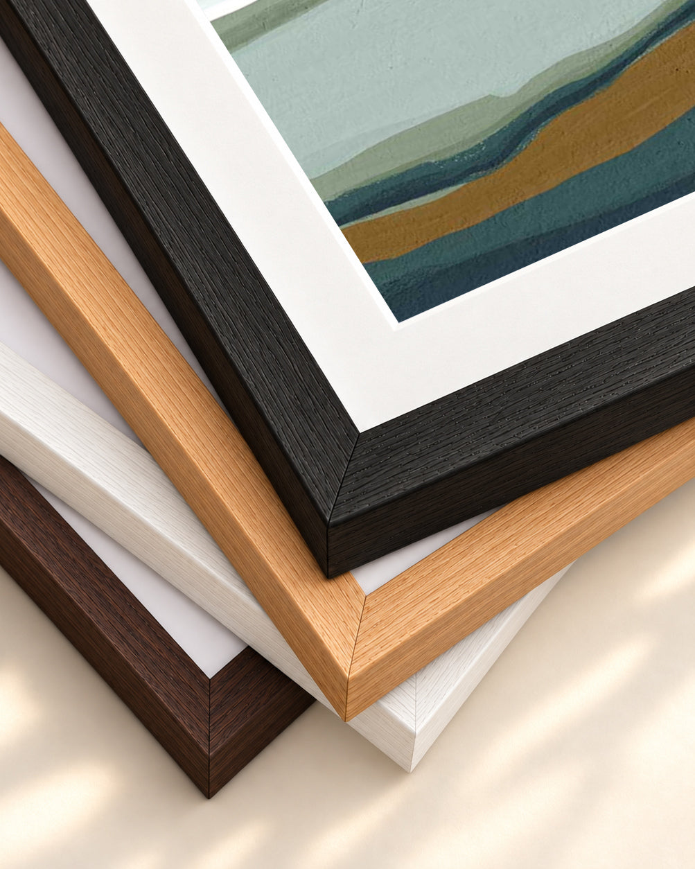 Sky and Seascape Abstract Art Print — framed print corner with 5 cm mount and bevel