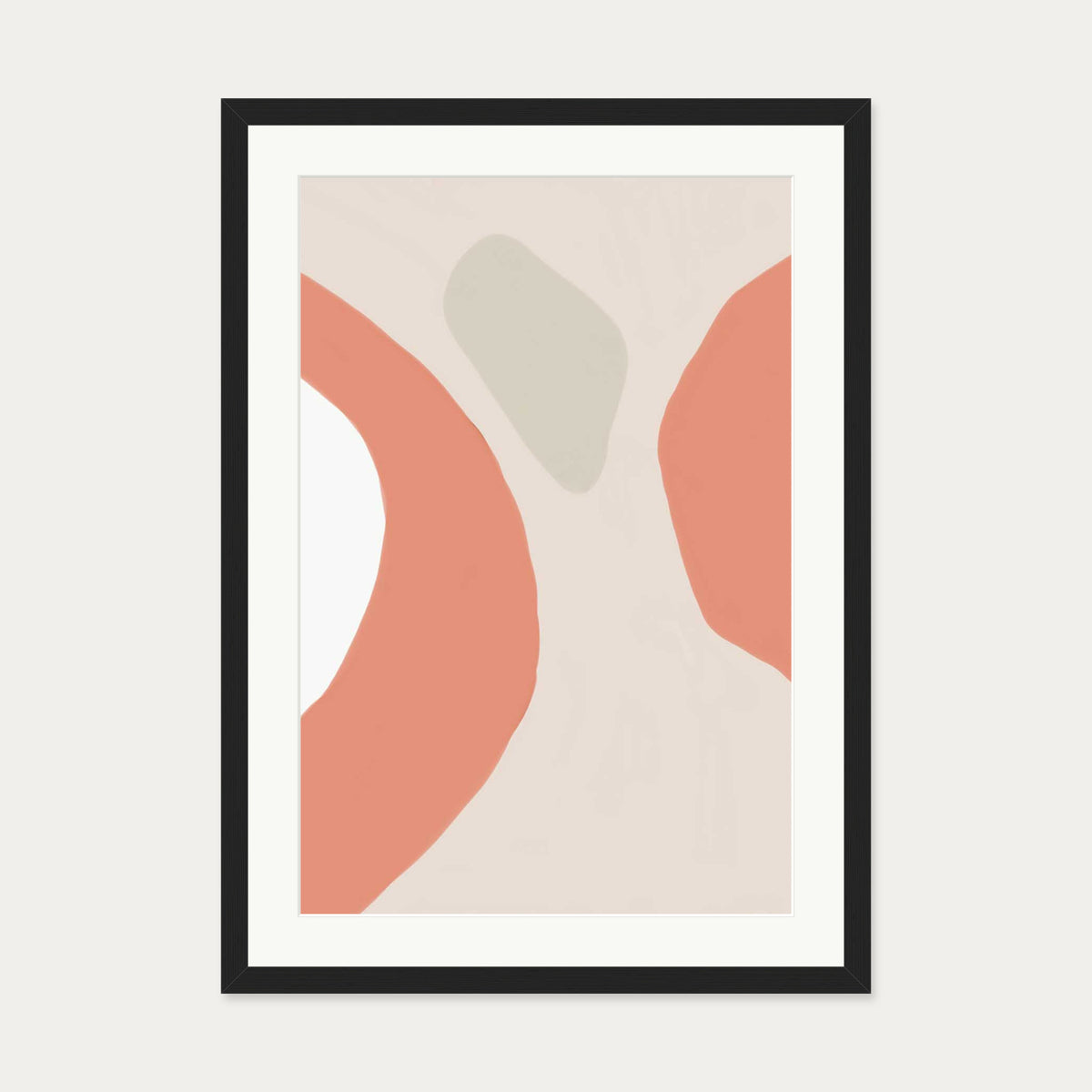 Soft Orange Abstract Art Print — 50 x 70 cm — Black Frame
