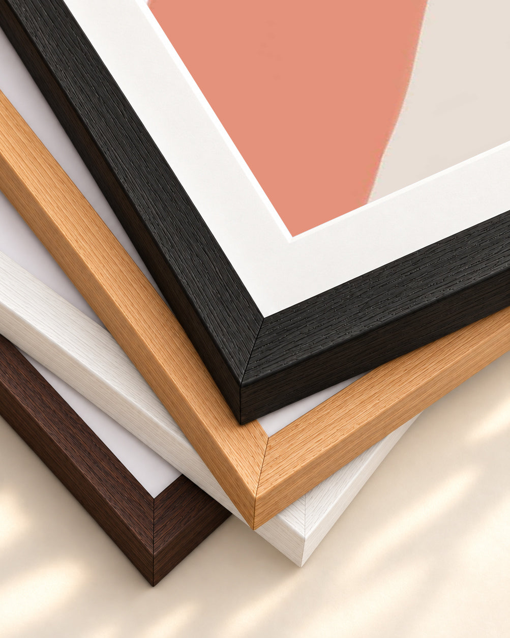 Soft Orange Abstract Art Print — framed print corner with 5 cm mount and bevel