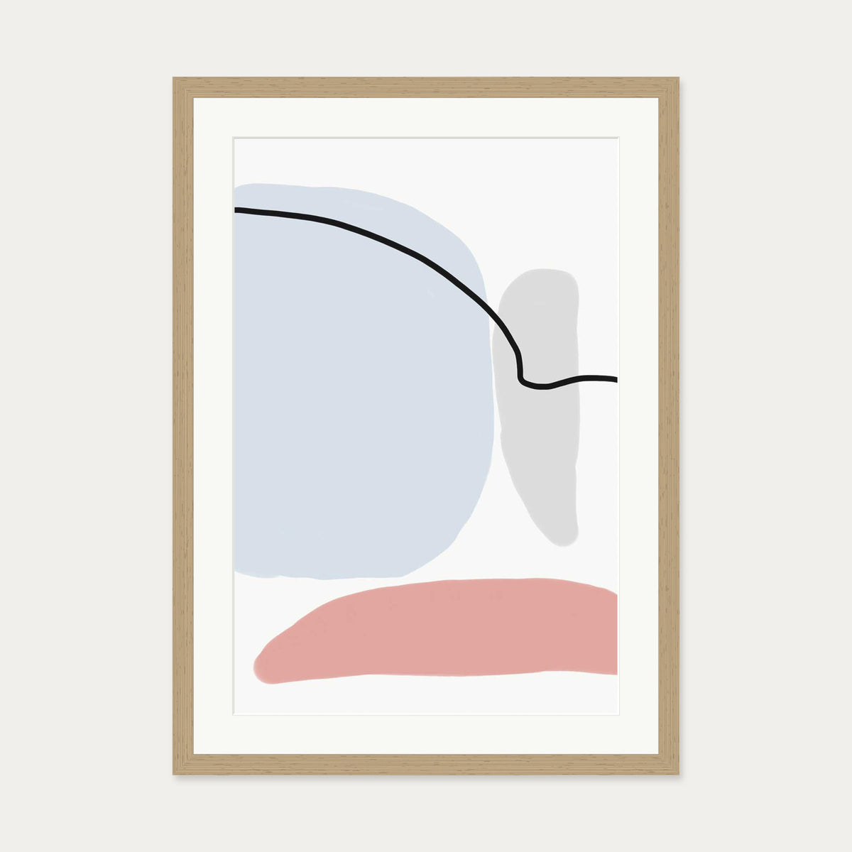 Soft Pastel Illustration Art Print — 50 x 70 cm — Oak Frame