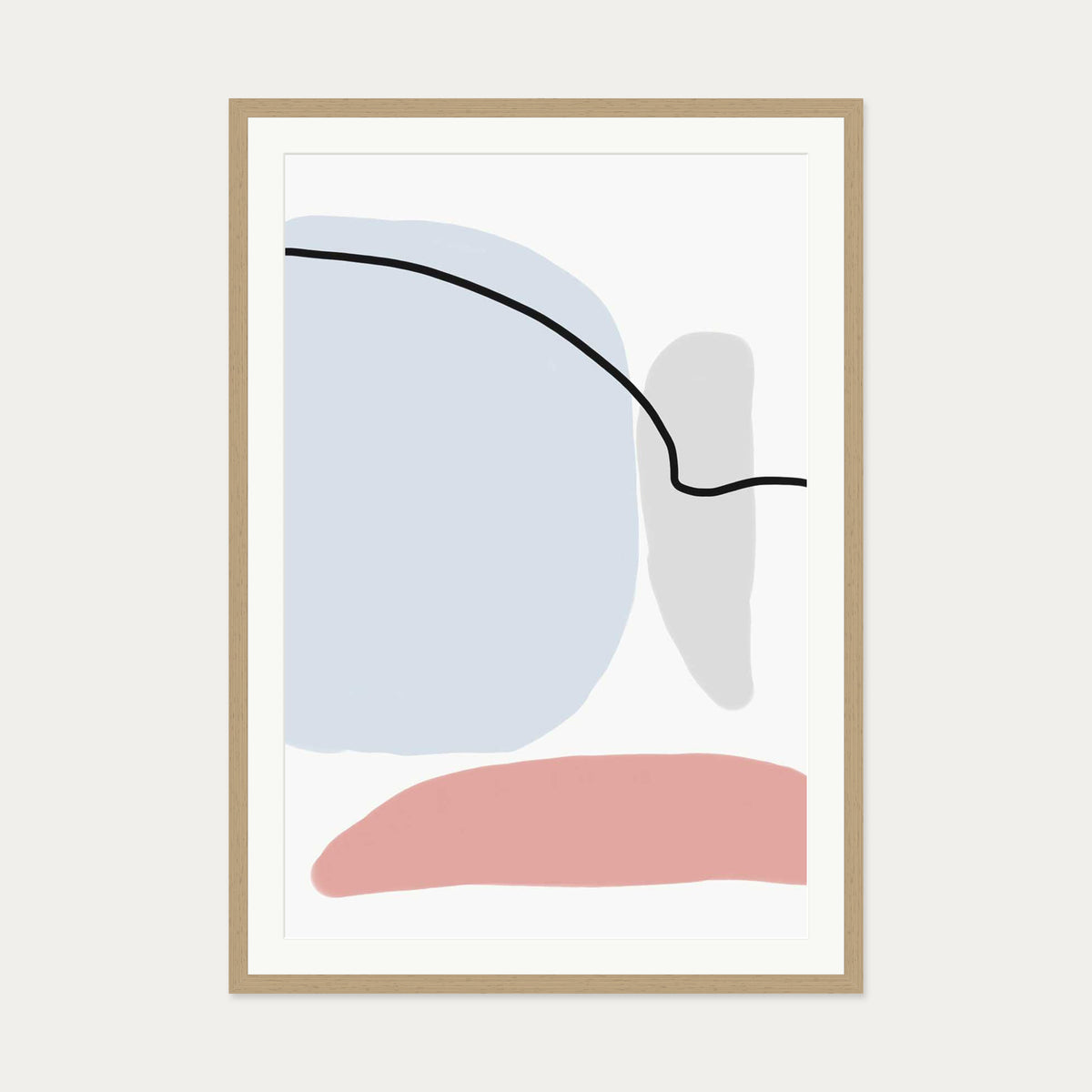 Soft Pastel Illustration Art Print — 70 x 100 cm — Oak Frame
