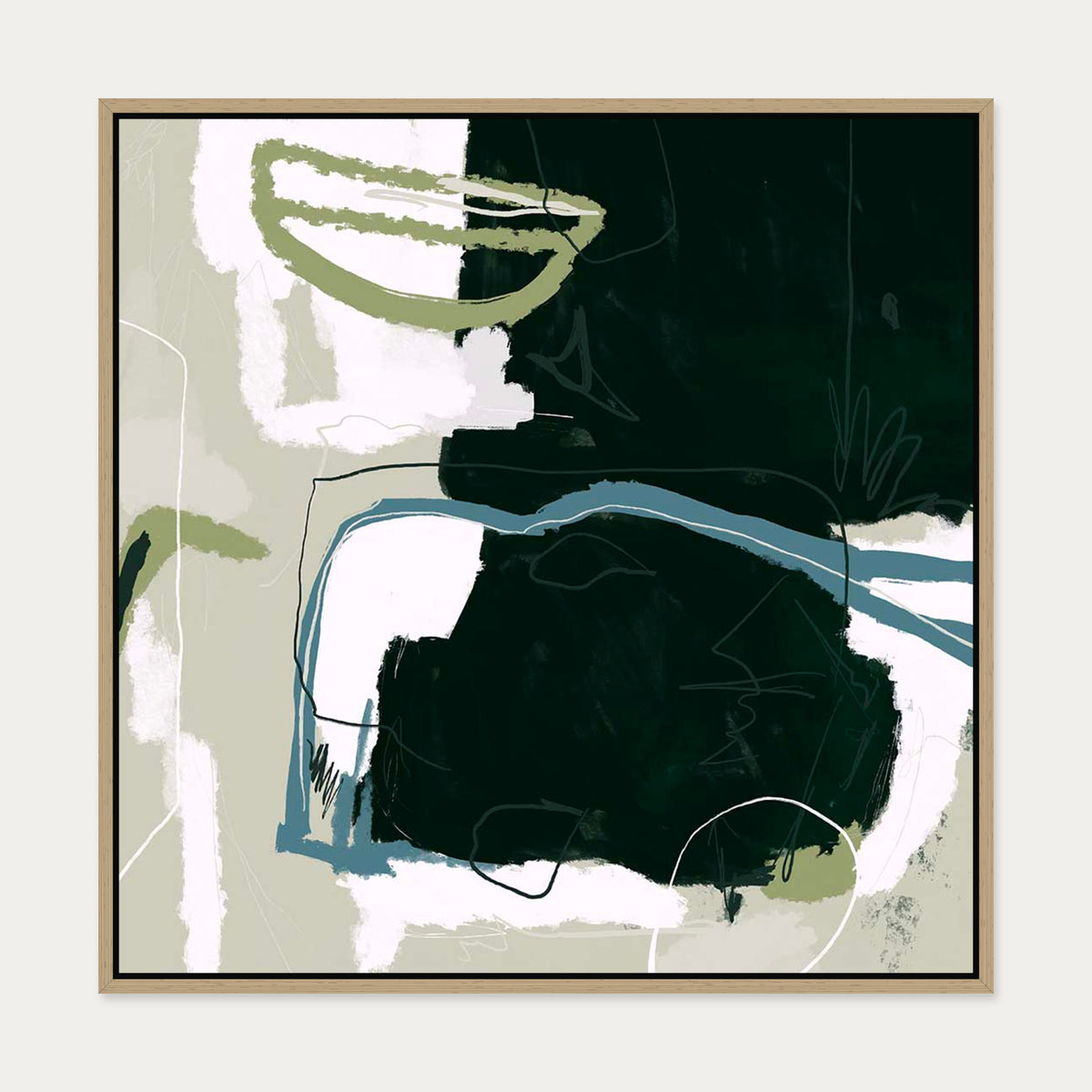 Soho Canvas Art — 70 x 70 cm — Oak Frame