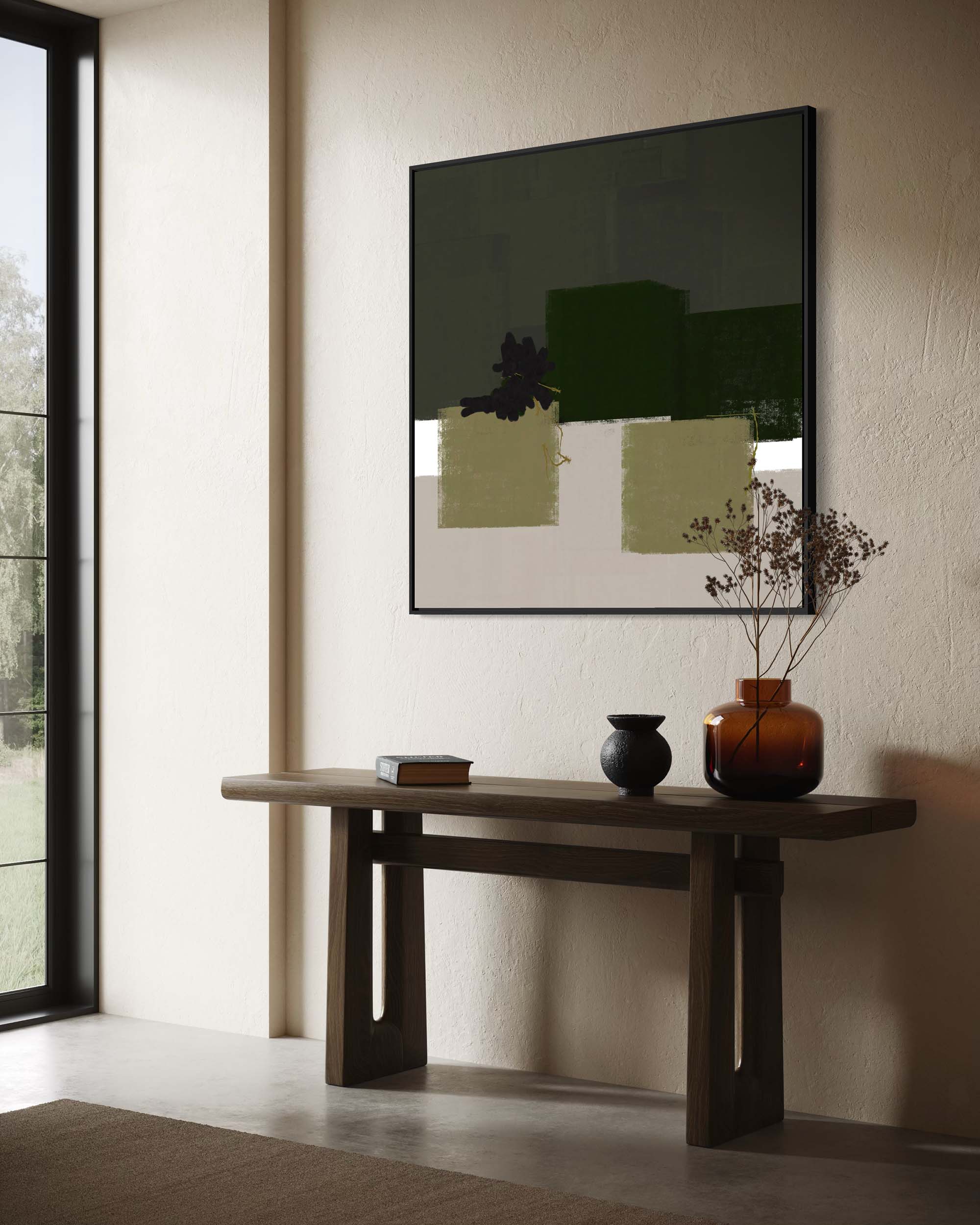 Geometric Olive Green Canvas Art