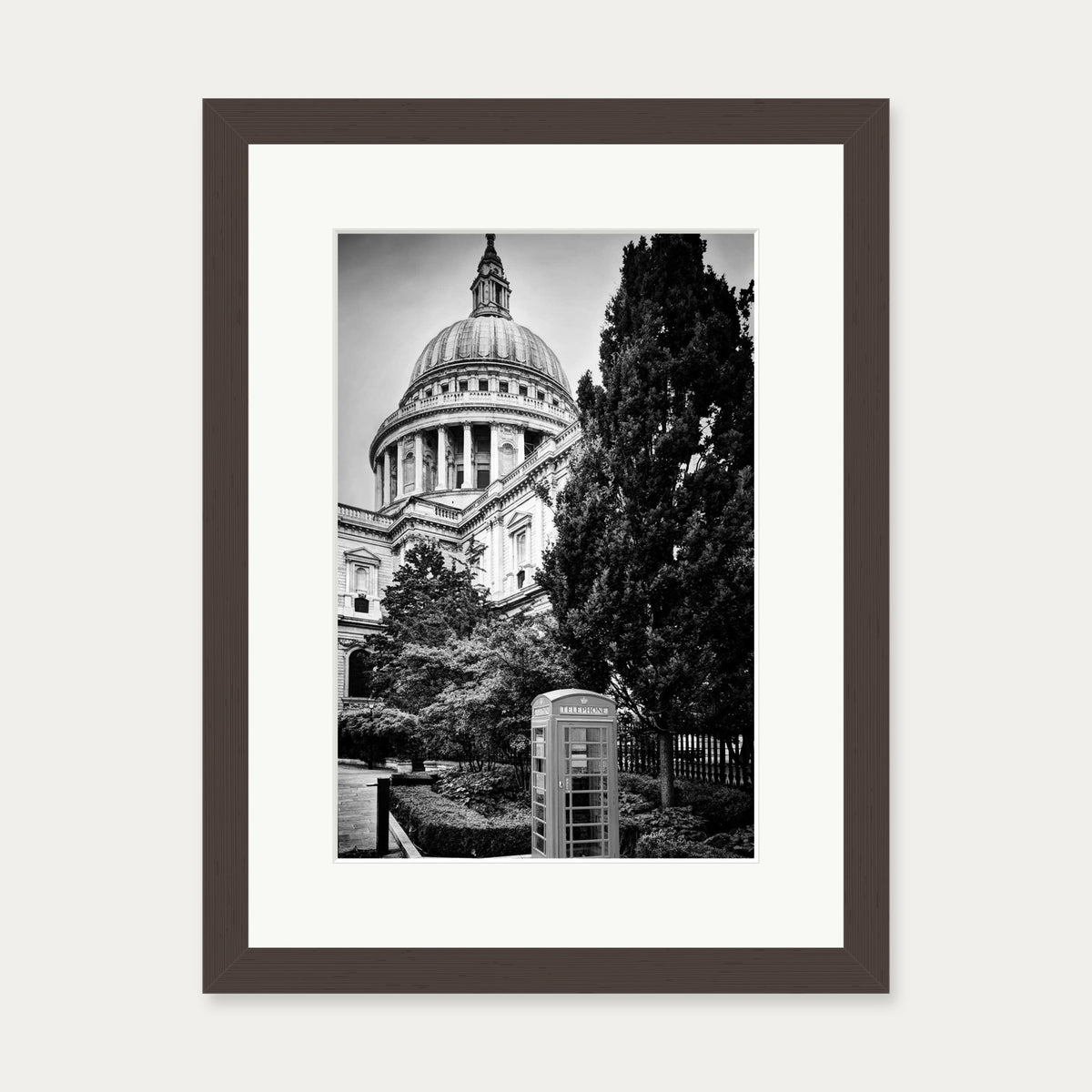 St Paul's Cathedral Art Print — 30 x 40 cm — Brown Frame
