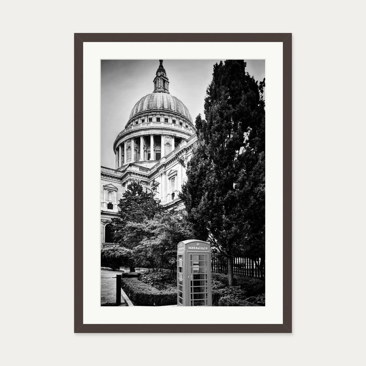 St Paul's Cathedral Art Print — 50 x 70 cm — Brown Frame