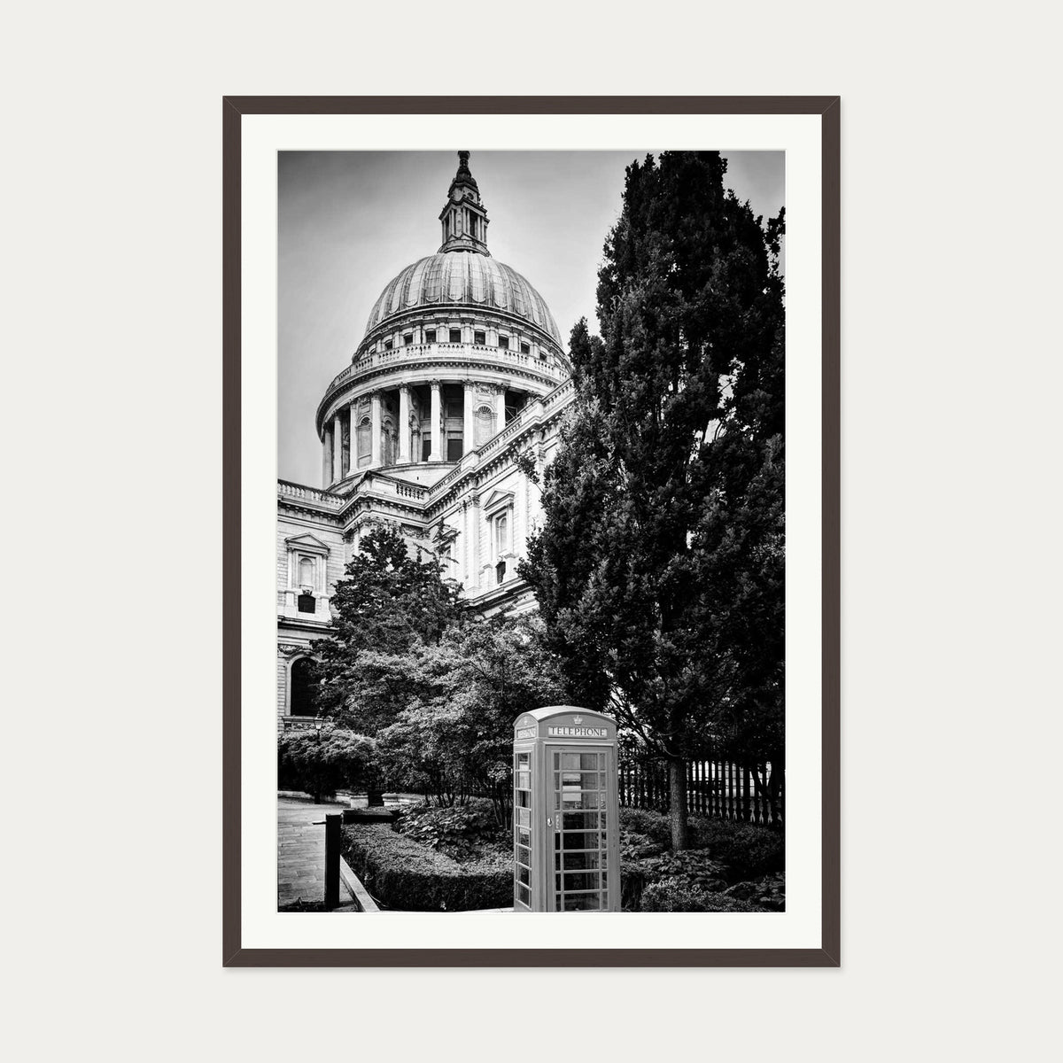 St Paul's Cathedral Art Print — 70 x 100 cm — Brown Frame