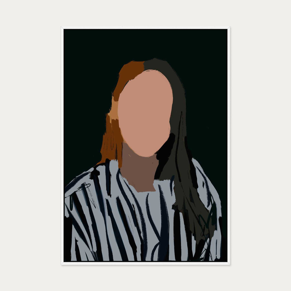 Staring At You In The Mirror Canvas Art Print — 70 x 100 cm — White Frame