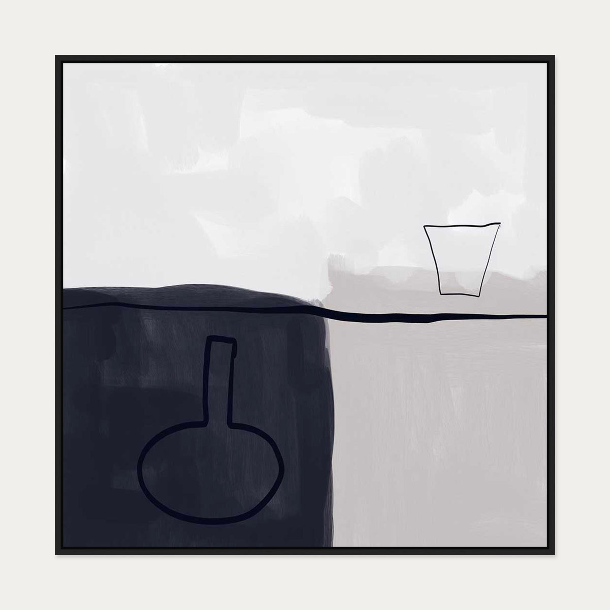 Still Life Abstract I Canvas Art — 100 x 100 cm — Black Frame