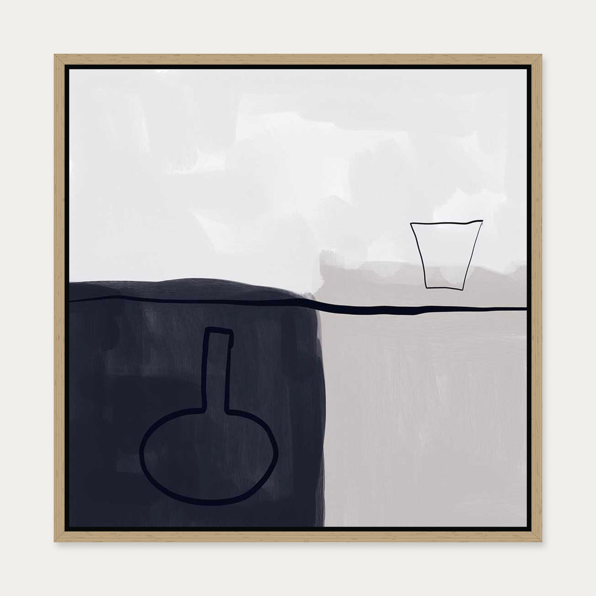 Still Life Abstract I Canvas Art — 50 x 50 cm — Oak Frame