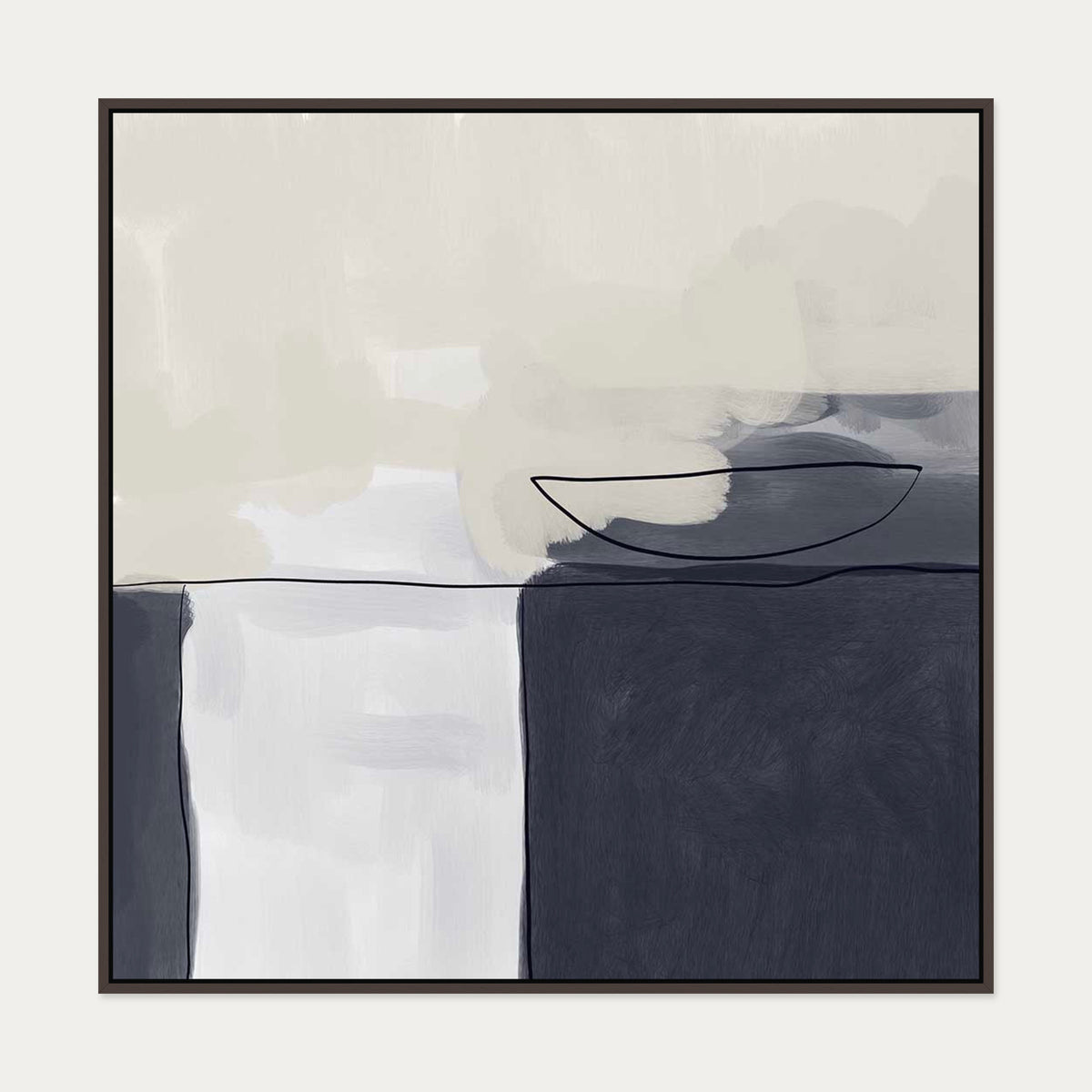 Still Life Abstract II Canvas Art — 100 x 100 cm — Brown Frame