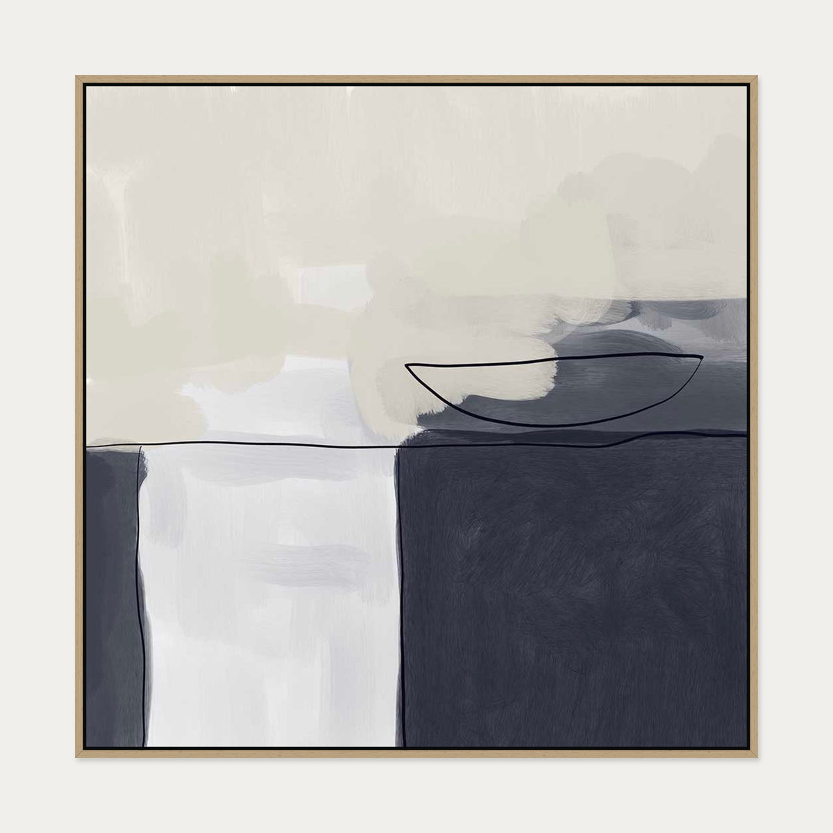 Still Life Abstract II Canvas Art — 100 x 100 cm — Oak Frame
