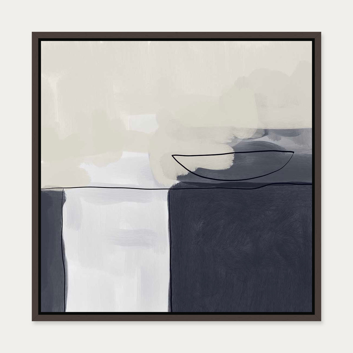 Still Life Abstract II Canvas Art — 50 x 50 cm — Brown Frame