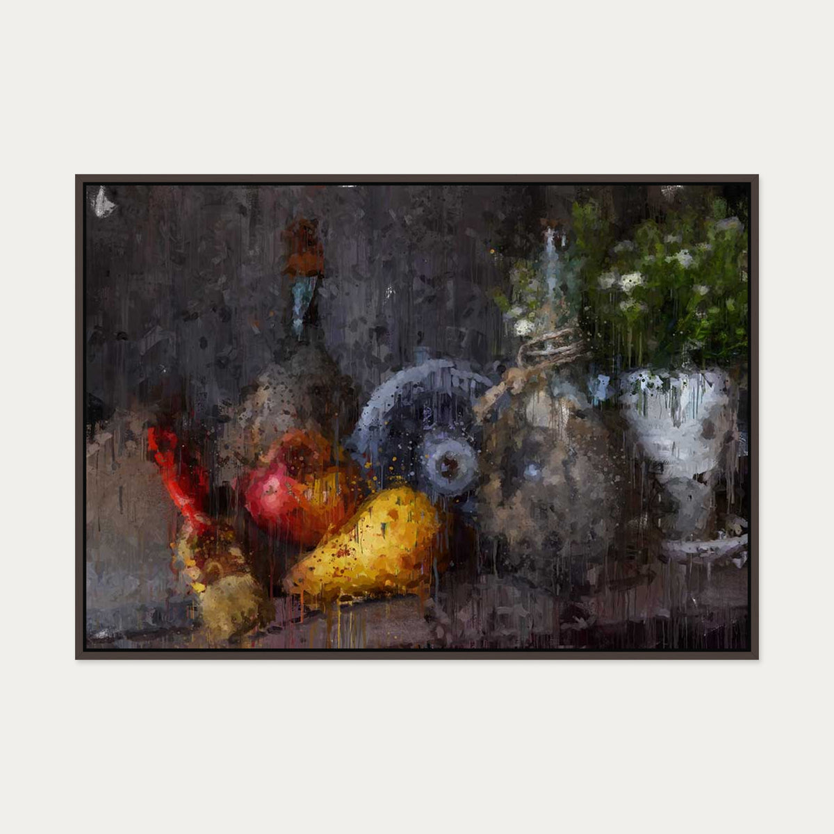 Still Life Fine Art Canvas Art — 70 x 100 cm — Brown Frame