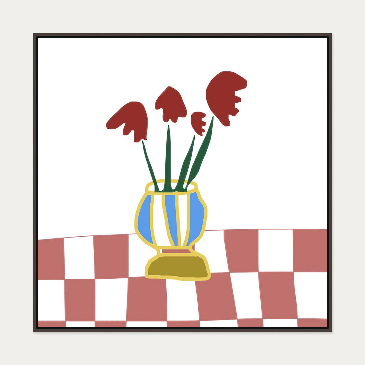 Still Life Greta Canvas Art — 100 x 100 cm — Brown Frame