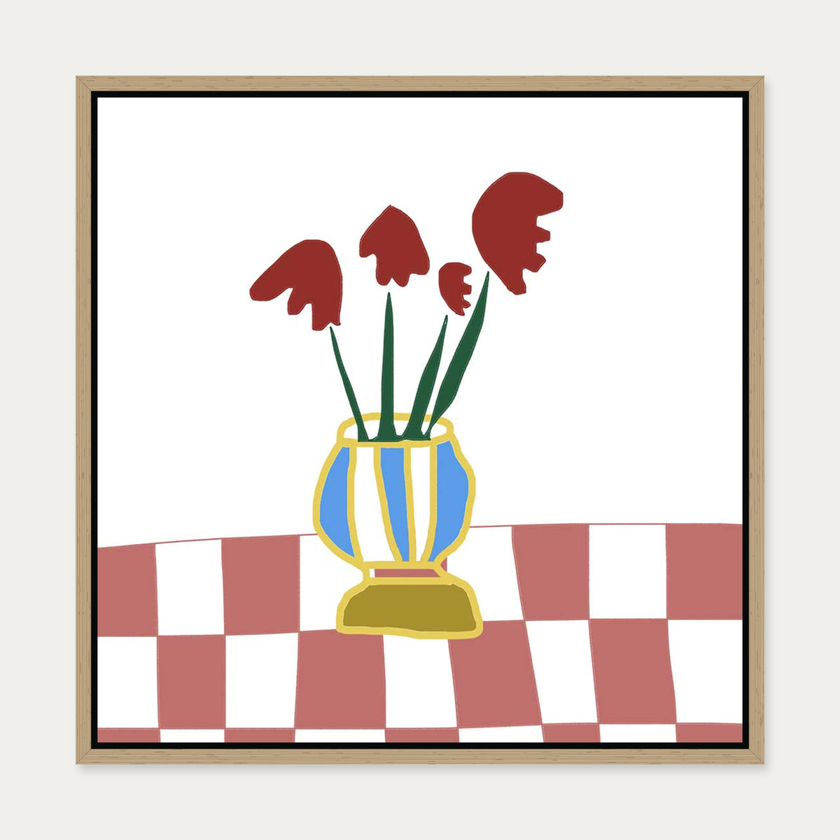 Still Life Greta Canvas Art — 50 x 50 cm — Oak Frame